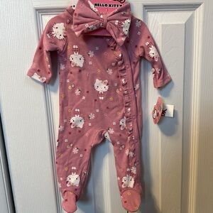 Hello Kitty Pink Floral Footie One Piece with Matching Headband